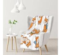 YOFIEN Cute Funny Shiba InuFlannel Throw Fluffy Blanket for Couch, Soft Cozy Blankets