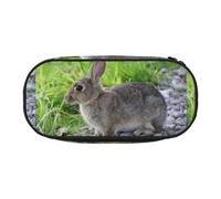 YOFIEN Cute Grey Hare Rabbit,Small Pencil Case Large Capacity Pencil Pouch Office Stationery Organizer