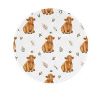 YOFIEN Cute Highland Cow 8&8in Round Mouse Pad Sewn Edge Design