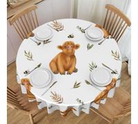YOFIEN Cute Highland Cow,Round Tablecloth 1689 Inches Table Cloth Stain and Wrinkle Resistant Washable Polyester Table Cover