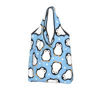 YOFIEN Cute Penguin Cartoon Pattern Foldable Tote Bag Reusable Large Capacity Shopping Bags