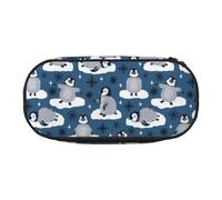 YOFIEN Cute Penguins and Snowflakes,Small Pencil Case Large Capacity Pencil Pouch Office Stationery Organizer