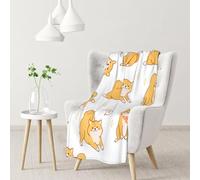 YOFIEN Cute Shiba Inu Dogs PatternFlannel Throw Fluffy Blanket for Couch, Soft Cozy Blankets