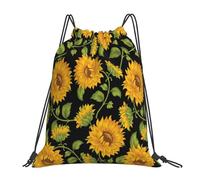 YOFIEN Cute Sunflowers Water Drawstring Backpack Resistant String Bag for Women Men Sports Gym Sackpack