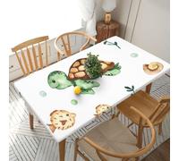 YOFIEN Cute Watercolor Sea Turtle Crab 5FT Rectangle Fitted Waterproof Table Cover,Spillproof Protector Elastic Edge