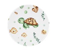 YOFIEN Cute Watercolor Sea Turtle Crab 8&8in Round Mouse Pad Sewn Edge Design