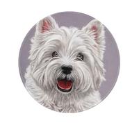 YOFIEN Cute West Highland Terrier Dog Art Printed 8&8in Round Mouse Pad Sewn Edge Design
