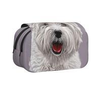YOFIEN Cute West Highland Terrier Dog Art Printed Pencil Pouch Portable Double Layer Stationery Organizer