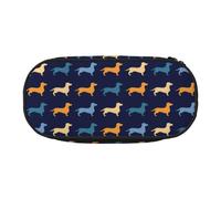 YOFIEN Dachshund Blue Orange Dog,Small Pencil Case Large Capacity Pencil Pouch Office Stationery Organizer