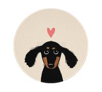 YOFIEN Dachshund Puppy Love 8&8in Round Mouse Pad Sewn Edge Design