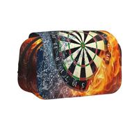 YOFIEN Dart Board Target Ice Fire Pencil Pouch Portable Double Layer Stationery Organizer