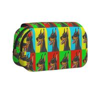 YOFIEN Doberman Pinscher Dogs Pencil Pouch Portable Double Layer Stationery Organizer