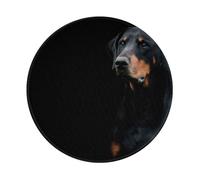 YOFIEN Doberman Pinscher Pets Dogs Black Dogs Doberman 8&8in Round Mouse Pad Sewn Edge Design