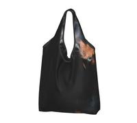YOFIEN Doberman Pinscher Pets Dogs Black Dogs Doberman Foldable Tote Bag Reusable Large Capacity Shopping Bags
