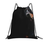 YOFIEN Doberman Pinscher Pets Dogs Black Dogs Doberman Water Drawstring Backpack Resistant String Bag for Women Men Sports Gym Sackpack