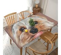YOFIEN Dog Cute Yorkshire Terrier Teacup 5FT Rectangle Fitted Waterproof Table Cover,Spillproof Protector Elastic Edge