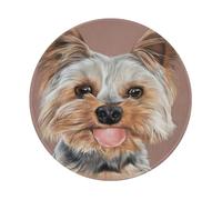 YOFIEN Dog Cute Yorkshire Terrier Teacup 8&8in Round Mouse Pad Sewn Edge Design