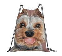 YOFIEN Dog Cute Yorkshire Terrier Teacup Water Drawstring Backpack Resistant String Bag for Women Men Sports Gym Sackpack