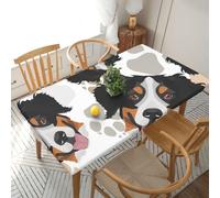 YOFIEN Dog Paws Bernese Mountain Dog 5FT Rectangle Fitted Waterproof Table Cover,Spillproof Protector Elastic Edge