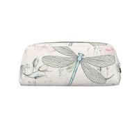 YOFIEN Dragonfly Shabby Chic Roses Worn Old Vintage Floral Pencil Case for Girls, Pen Pouch Organizer Pencil Bag with Zipper