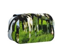 YOFIEN Eating Cows On Summer Pasture Pencil Pouch Portable Double Layer Stationery Organizer