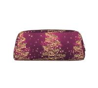 YOFIEN Elegant Christmas Sparkling Trees Pink Purple Pencil Case for Girls, Pen Pouch Organizer Pencil Bag with Zipper