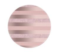 YOFIEN Elegant Rose Gold Glitter Blush Pink Stripe 8&8in Round Mouse Pad Sewn Edge Design