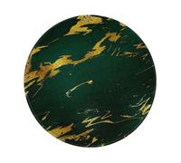 YOFIEN Emerald Deep Green Earth Tones Gold Marble 8&8in Round Mouse Pad Sewn Edge Design