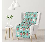 YOFIEN English Bulldog Faces Vintage FloralsFlannel Throw Fluffy Blanket for Couch, Soft Cozy Blankets