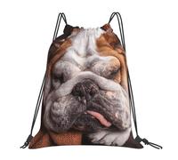 YOFIEN English BullDogs Muzzle Pets Sleeping Dogs Water Drawstring Backpack Resistant String Bag for Women Men Sports Gym Sackpack