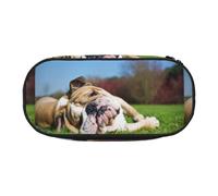 YOFIEN English Bulldogs Tired Dogs Lawn Pets English,Small Pencil Case Large Capacity Pencil Pouch Office Stationery Organizer