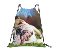 YOFIEN English BullDogs Tired Dogs Lawn Pets English Water Drawstring Backpack Resistant String Bag for Women Men Sports Gym Sackpack
