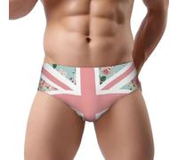 YOFIEN English Roses Union Jack Flag,Men's Triangle Soft Briefs,Support Pouch Comfort No Fly Underwear