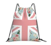YOFIEN English Roses Union Jack Flag Water Drawstring Backpack Resistant String Bag for Women Men Sports Gym Sackpack