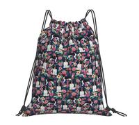 YOFIEN English Springer Spaniel Floral Cute Florals Dog Water Drawstring Backpack Resistant String Bag for Women Men Sports Gym Sackpack
