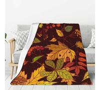 YOFIEN Fall Autumn Leaves Acorn Berries Printed Super Soft Throw Flannel Blanket Thick Comfy Cozy Couch 80"x60"