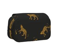 YOFIEN Fashion Design Print On Beauty Leopard Pencil Pouch Portable Double Layer Stationery Organizer