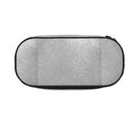 YOFIEN Faux Sparkly Silver Glitter Printed,Small Pencil Case Large Capacity Pencil Pouch Office Stationery Organizer