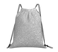 YOFIEN Faux Sparkly Silver Glitter Printed Water Drawstring Backpack Resistant String Bag for Women Men Sports Gym Sackpack