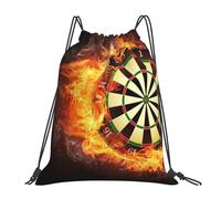 YOFIEN Flaming Dartboard Fire Dart Board 3D Water Drawstring Backpack Resistant String Bag for Women Men Sports Gym Sackpack