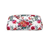 YOFIEN Floral Bright Chic Red Navy Bouquets Pencil Case for Girls, Pen Pouch Organizer Pencil Bag with Zipper