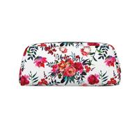 YOFIEN Floral Bright Chic Red Navy Bouquets Pencil Case for Girls, Pen Pouch Organizer Pencil Bag with Zipper