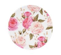 YOFIEN Floral Flower Rose Pink 8&8in Round Mouse Pad Sewn Edge Design