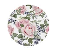 YOFIEN Flourishing Pink Rose 8&8in Round Mouse Pad Sewn Edge Design