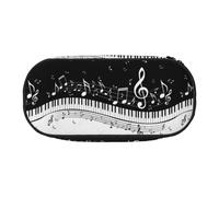 YOFIEN Flying Music Notes Musical Piano Keys,Small Pencil Case Large Capacity Pencil Pouch Office Stationery Organizer