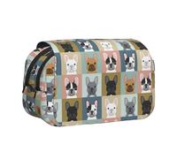 YOFIEN French Bulldog Portraits Pattern Dog Pencil Pouch Portable Double Layer Stationery Organizer