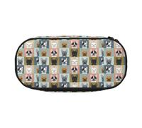 YOFIEN French Bulldog Portraits Pattern Dog,Small Pencil Case Large Capacity Pencil Pouch Office Stationery Organizer