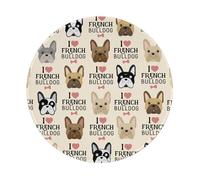 YOFIEN French Bulldog Seamless Pattern In Vintage Style 8&8in Round Mouse Pad Sewn Edge Design