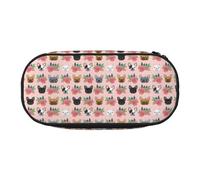 YOFIEN French Bulldogs Florals,Small Pencil Case Large Capacity Pencil Pouch Office Stationery Organizer