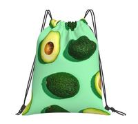 YOFIEN Fresh Green Avocado Fitness People Exercise Water Drawstring Backpack Resistant String Bag for Women Men Sports Gym Sackpack